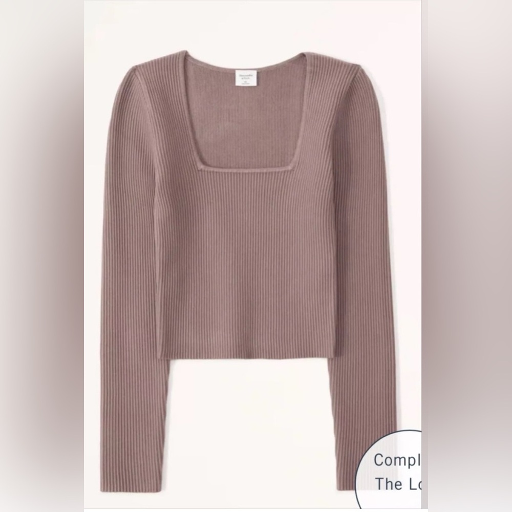 Abercrombie Square neck ribbed long sleeve top Size XL